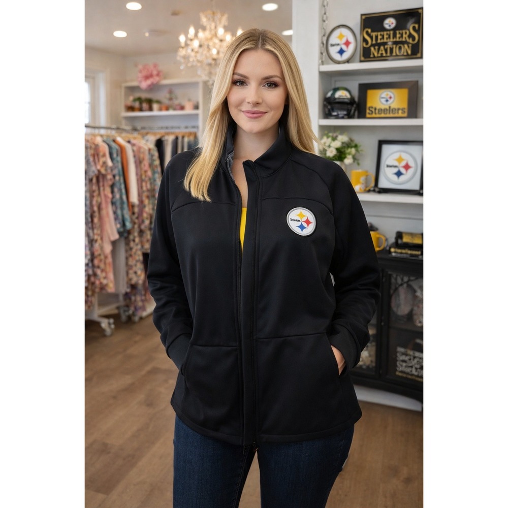 Antigua Pittsburgh Steelers Womens Links Golf Jacket Black‎ Full Zip 2XL 104537